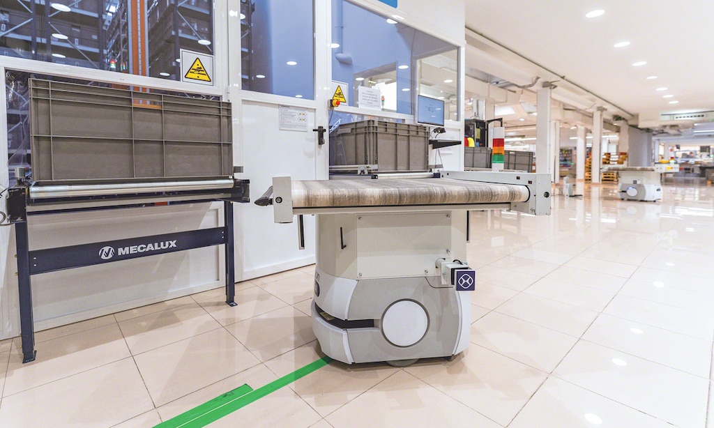 Die AIV-Roboter sind mit der LVS verbunden, um die Waren an den gewünschten Zielort zu bringen.