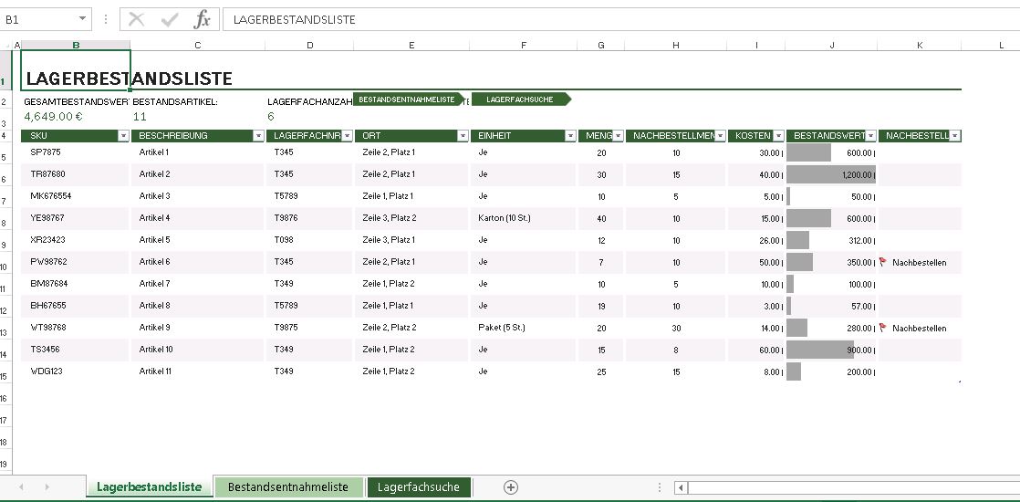 Lagerverwaltung Und Bestandslisten Mit Excel Mecalux De