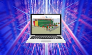 Die 3D-Darstellung des Lagers ist eines der Beispiele für die Anwendung digitaler Zwillinge in der Logistik.