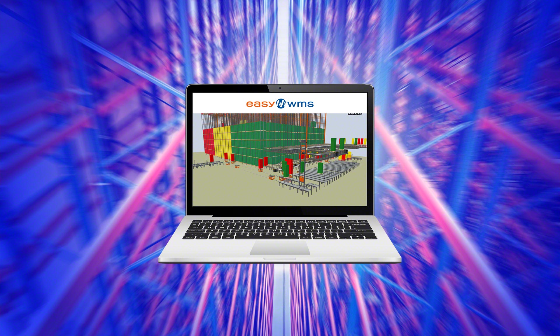 Die 3D-Darstellung des Lagers ist eines der Beispiele für die Anwendung digitaler Zwillinge in der Logistik. 