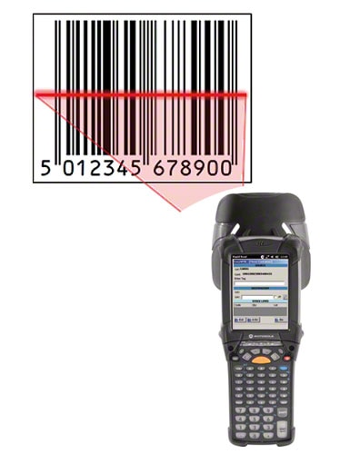 Beispiel für ein Etikett mit Barcode EAN-13, mit welchem das Produkt identifiziert wird. 