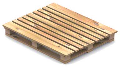 Holzpalette: Vier Eingänge, zweiseitig, umkehrbar. 
