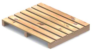 Holzpalette: Zwei Eingänge, einseitig, nicht umkehrbar. 