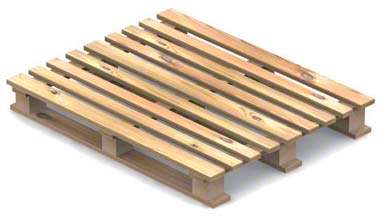 Holzpalette: Vier Eingänge, zweiseitig, umkehrbar. 