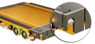 Das 3D Shuttle verfügt über 4 Führungsrollen im Gang