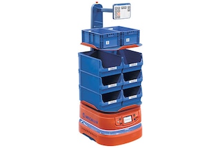 Der AMR 100 mit Turm eignet sich besonders für kollaborative Kommissioniervorgänge