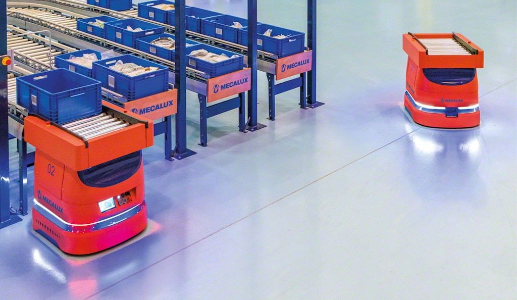 Die AMR von Mecalux können mit SLAM Karten erstellen und eignen sich daher hervorragend für Lager