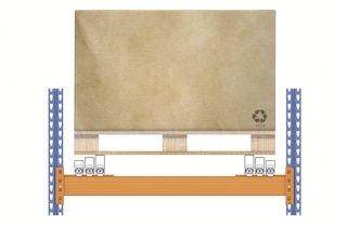 Bei der Konfiguration mit Wagen ruhen die Paletten auf den Wagen, mit Ausnahme der letzten, die auf den Schienen ruht