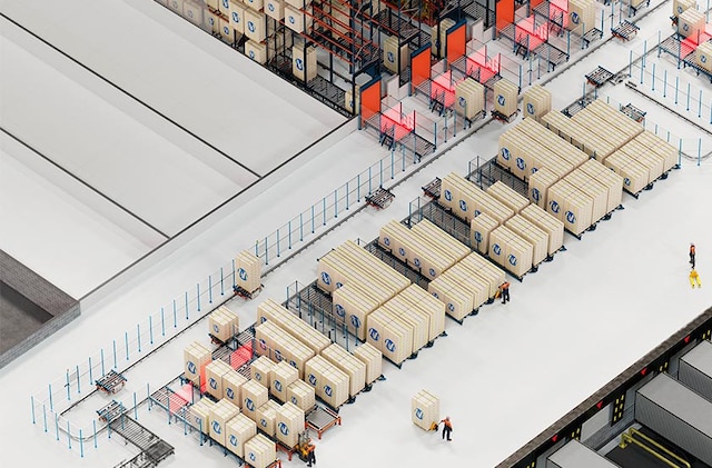 Die Elektropalettenbahnen sind ein schienengeführtes Palettentransportsystem Die Elektropalettenbahnen sind ein schienengeführtes Palettentransportsystem
