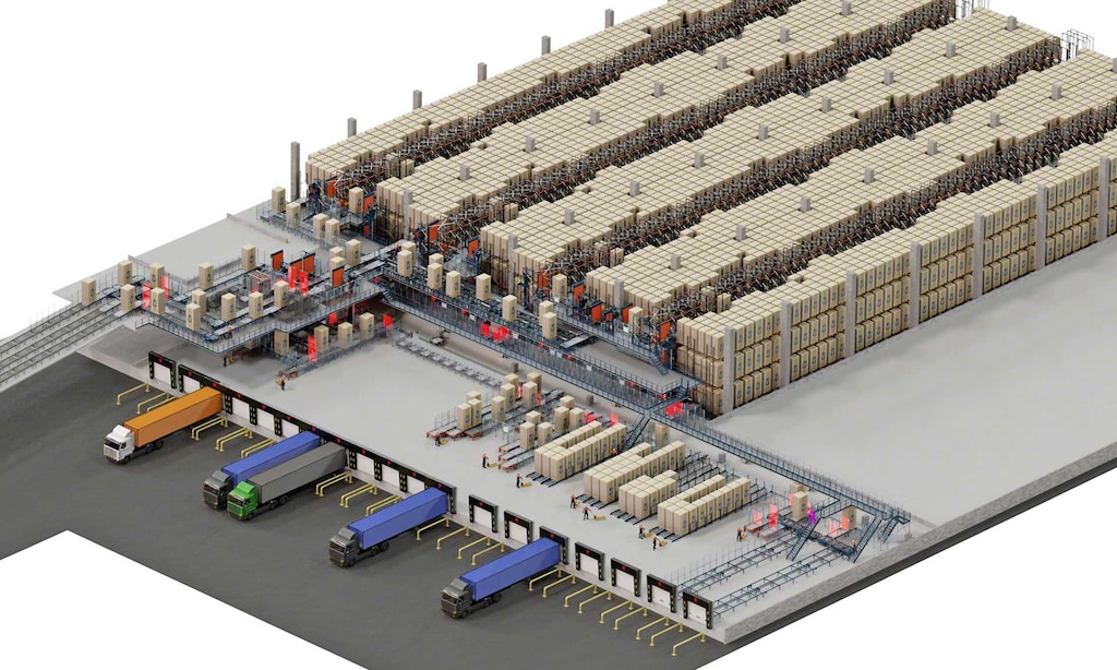 Das automatische Lager von Pepsico in seiner Chips-Fabrik in Belgien
