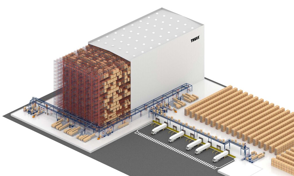 Neues automatisches Lager von Thule mit Transportlösungen und Sportausrüstung