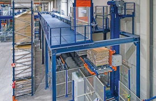 Senkrechtförderer für Paletten verbinden verschiedene Stockwerke Senkrechtförderer für Paletten verbinden verschiedene Stockwerke